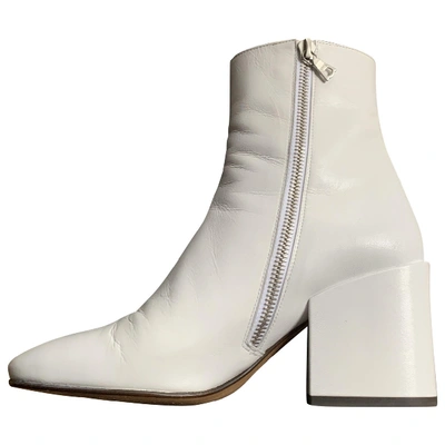 Pre-owned Dries Van Noten White Leather Ankle Boots