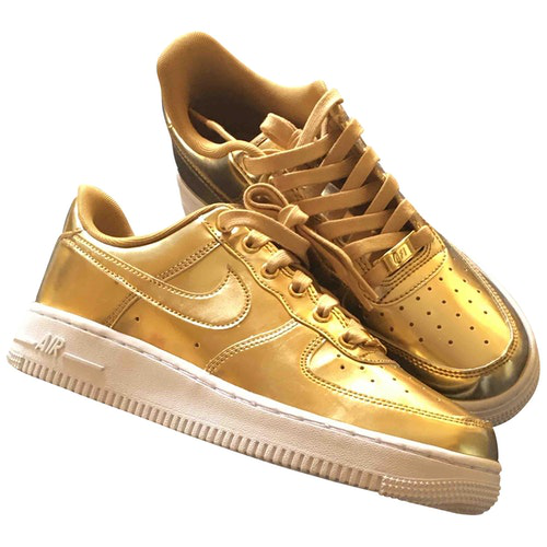 Pre-Owned Nike Air Force 1 Gold Patent Leather Trainers | ModeSens