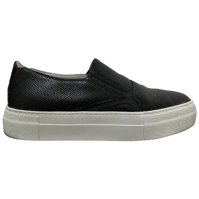 Pre-owned Emporio Armani Low Trainers In Black