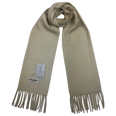 Pre-owned Balmain Cashmere Scarf & Pocket Square In Ecru