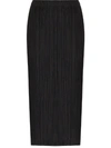 Issey Miyake High-waisted Pleated Midi Skirt In Black