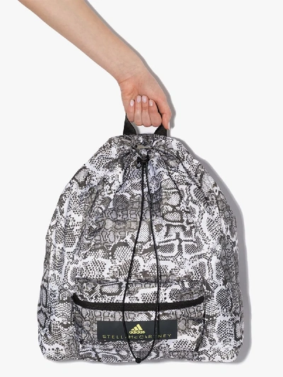 Adidas By Stella Mccartney Snakeskin-print Logo Backpack In Black