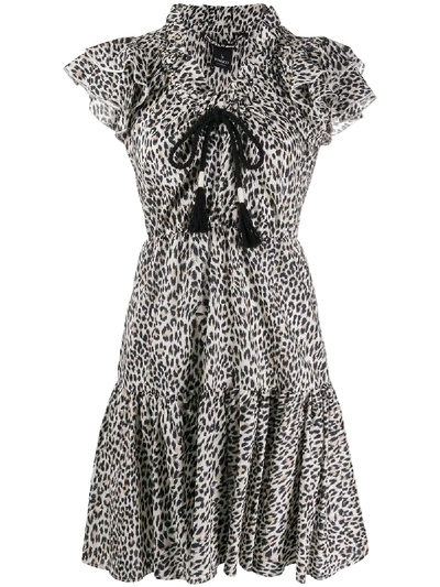 Pinko Snow Leopard-print Drawstring Mini Dress In Neutrals
