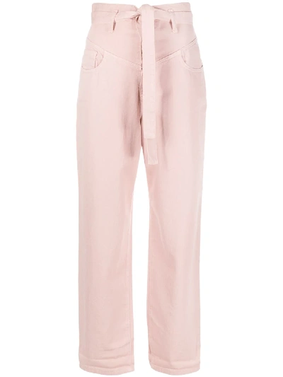 Pinko High-waisted Cropped Jeans In Pink
