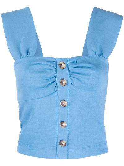 Pinko Button Front Cropped Camisole In Blue
