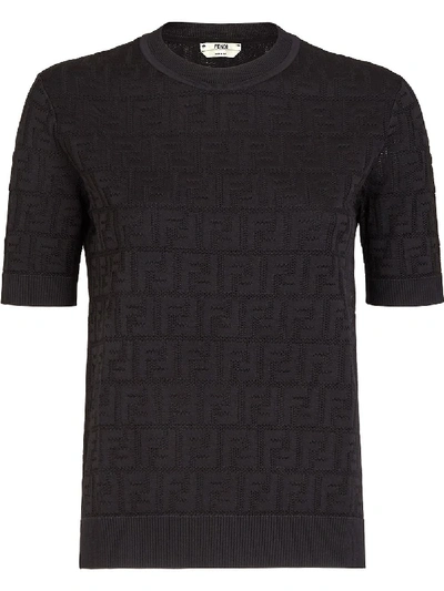 Fendi Ff Pattern T-shirt In Black