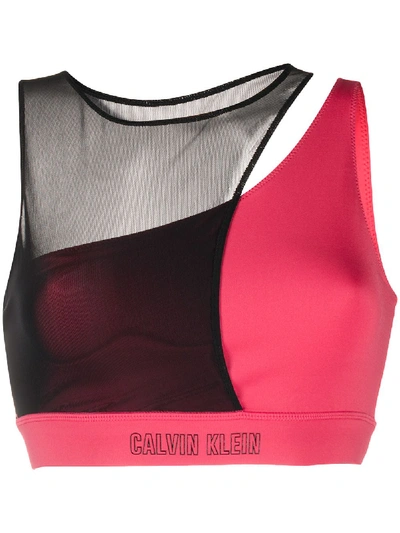 Calvin Klein Underwear Sheer-panel Medium Impact Sports Bra In Red