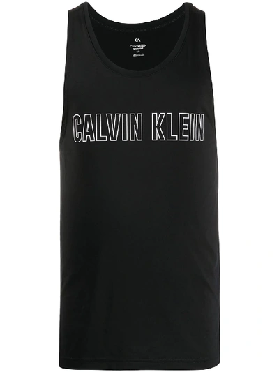 Calvin Klein Logo Printed Waistcoat Top In Black