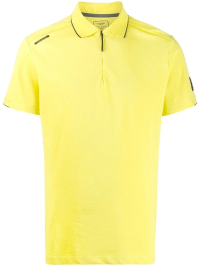 Hackett X Aston Martin Racing Zipped Polo Shirt In Yellow