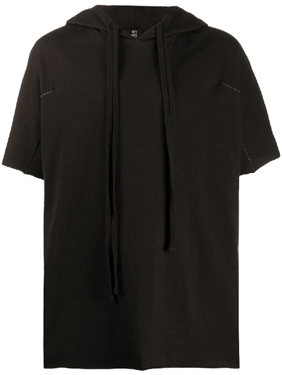 Thom Krom Short-sleeve Drawstring Hoodie In Black