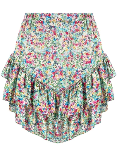 So Allure Floral-print Mini Skirt In Blue