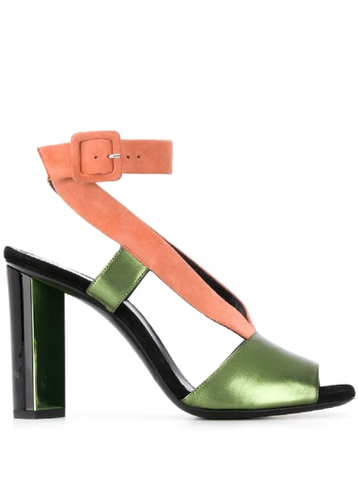 Pierre Hardy Linen Colour-block Sandals In Green