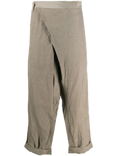 Julius Wrap Front Cropped Trousers In Brown