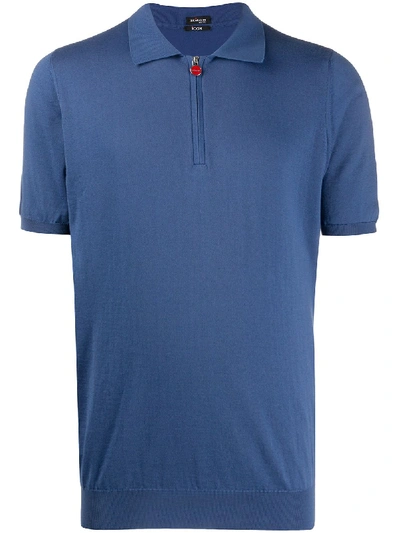 Kiton Zipped Spread-collar Polo Shirt In Blue