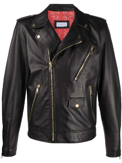 Family First Fitted Biker Jacket In Black