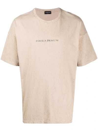 Family First Crew-neck Logo T-shirt In Neutrals