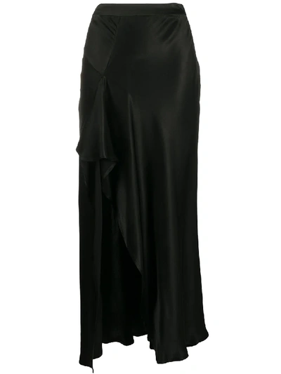 Ainea Satin Asymmetric Skirt In Black