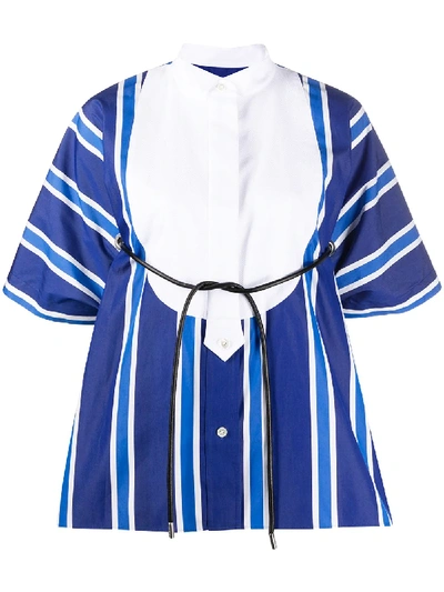 Sacai Striped Shirt In Blue