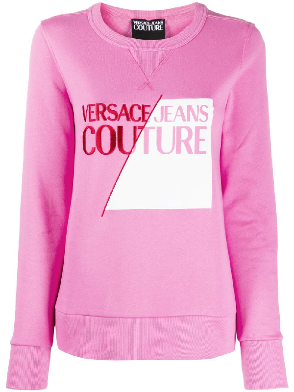 Versace Jeans Couture Logo-embroidered Sweatshirt In Pink | ModeSens