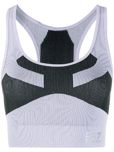 Ea7 Panelled Ribbed Knit Tank Top In Purple