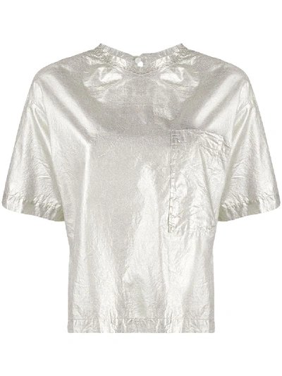 8pm Metallic Creased T-shirt In Silver