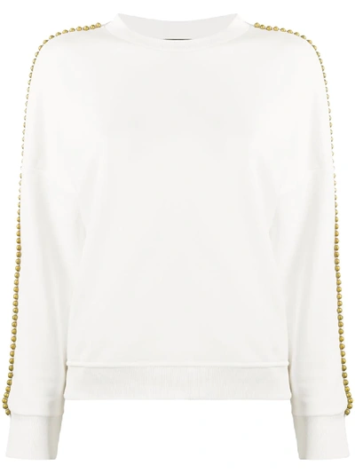 8pm Brass-embellished Crew-neck Sweatshirt In White