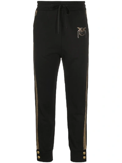 Pinko Embellished Logo Track Trousers In Black