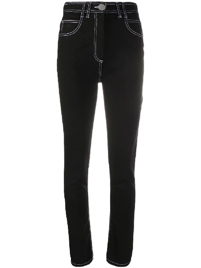 Balmain Logo-embroidered Skinny High-rise Stretch-denim Jeans In Black