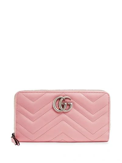 Gucci Gg Marmont Zip-around Wallet In Pink