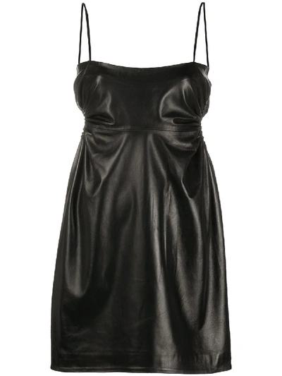 Rokh Cut-out Leather Mini Dress In Black