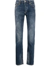 Philipp Plein Crinkle Effect Jeans In Blue
