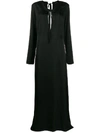 Ann Demeulemeester Long Sleeve Tie Neck Dress In Black