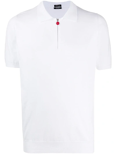 Kiton Zipped Spread-collar Polo Shirt In White