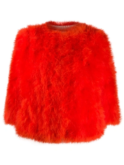 Yves Salomon 3/4 Sleeved Fur Jacket In Orange