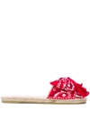 Manebi Bandana Flat Sandals With Bow Red In Red