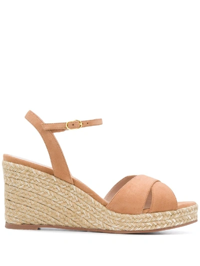 Stuart Weitzman Mid Wedge Heel Sandals In Brown