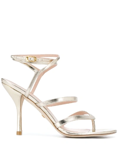 Stuart Weitzman Strappy Thong Strap Sandals In Gold