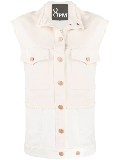 8pm Two-tone Denim Waistcoat In Neutrals