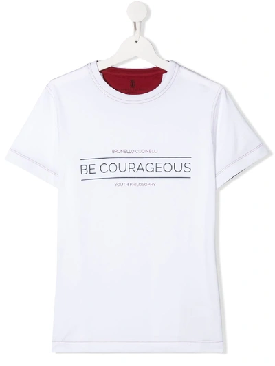 Brunello Cucinelli Kids' Be Courageous T-shirt In White