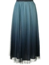 Red Valentino Ombré Pleated Midi Skirt In Blue