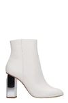 MICHAEL KORS PETRA HIGH HEELS ANKLE BOOTS IN WHITE LEATHER,11357587