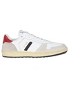 Re/done 80s Basketball Perforated Leather And Suede Sneakers In White & Red