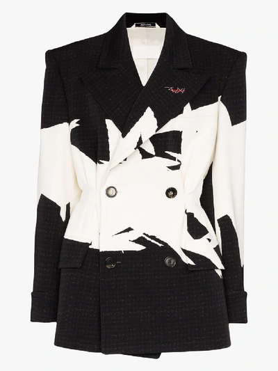 Maison Margiela Graphic-print Double-breasted Blazer In Black