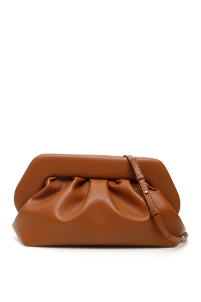 Themoirè Pleated Faux-leather Clutch Bag In Brown (brown)