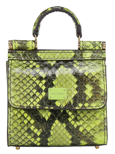 Dolce & Gabbana Sicily 58 Micro Snake Leather Bag In Green