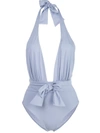 Weworewhat Brooklyn Waist Tie Swimsuit In Blau