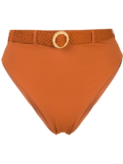 Weworewhat Emily Belted Bikini Bottoms In Braun
