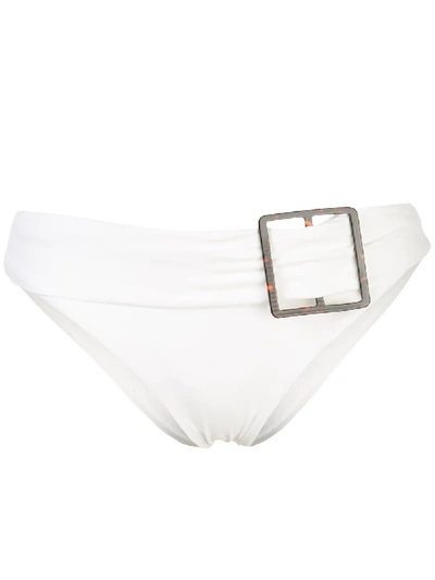 Weworewhat Annie Buckled Bikini Bottoms In Weiss