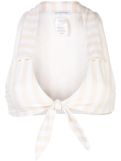 Weworewhat Salerno Striped Bikini Top In Weiss