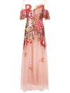 Temperley London Floral-embroidered Sequin Tulle Gown In Pink